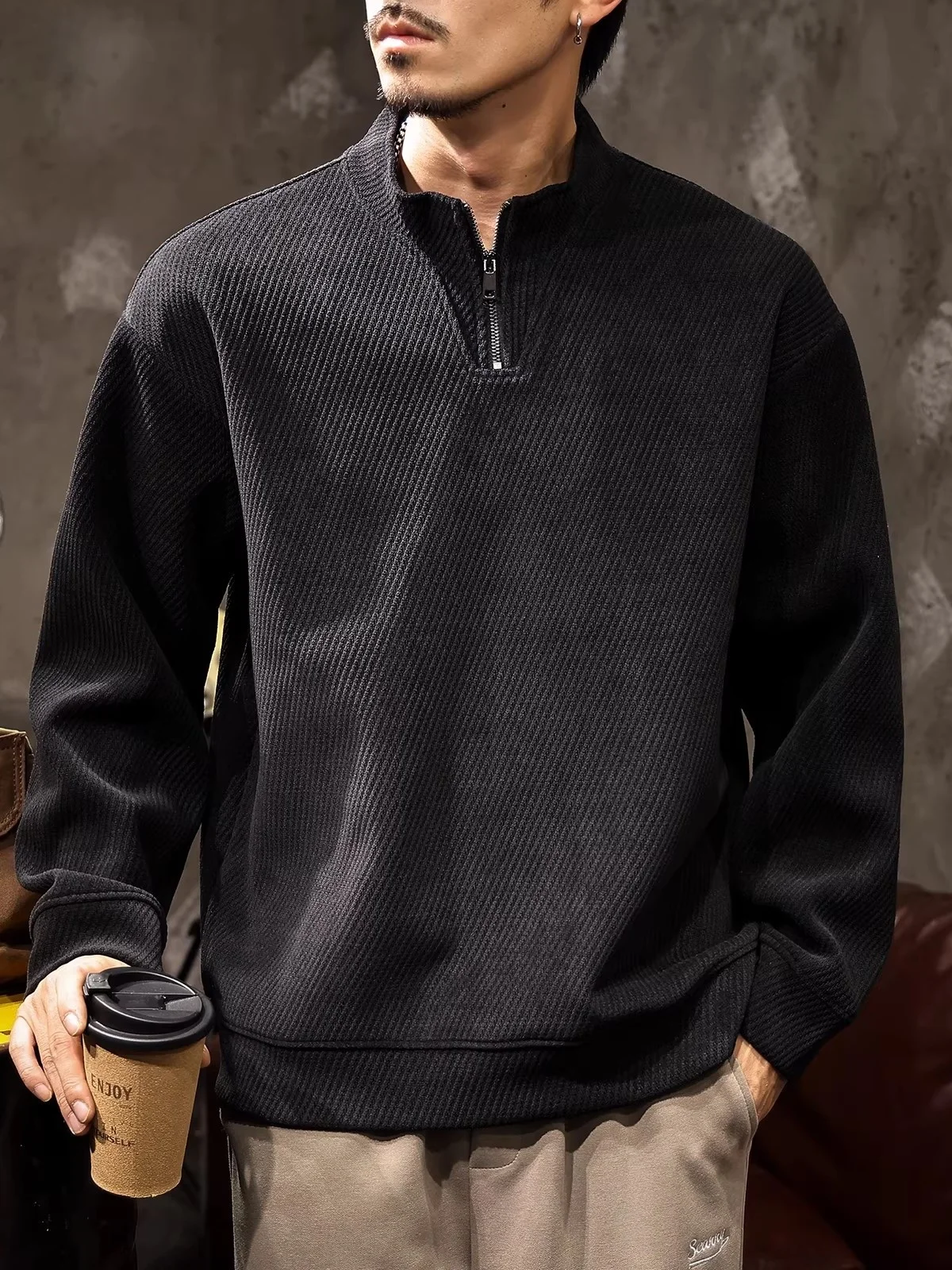 

Мужская толстовка с высоким воротником на молнии, премиум-класса, с длинным рукавом, весна-осень, новая коллекция, плотная, модная