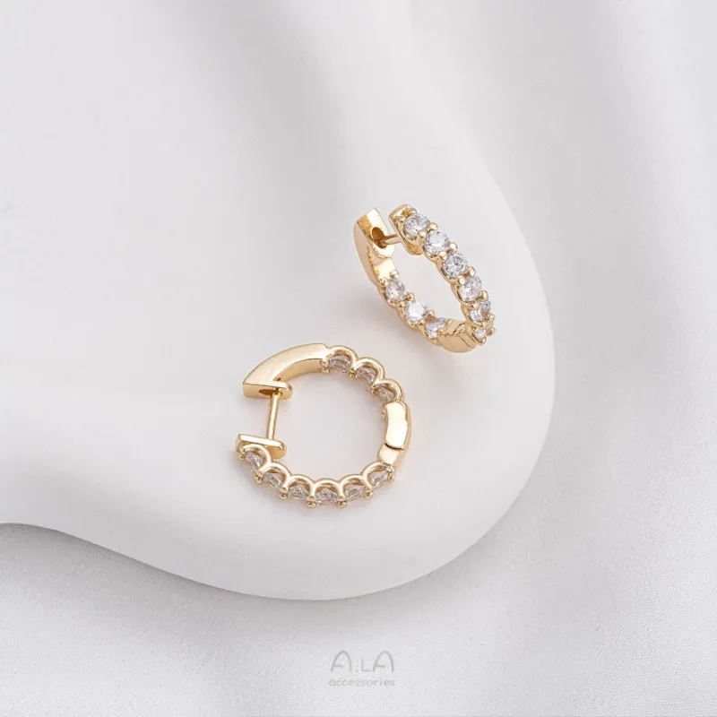 Color 14K Gold Inlaid Zirconium Earrings Korean Temperament Women's Simple Fashion Earrings