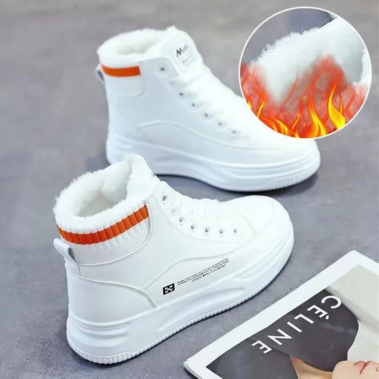 

Women Boots 2025 Winter High Top Women Sneakers Spring Lace-up Student Casual Shoes Sports Shoes for Women Fashion Leather Shoes