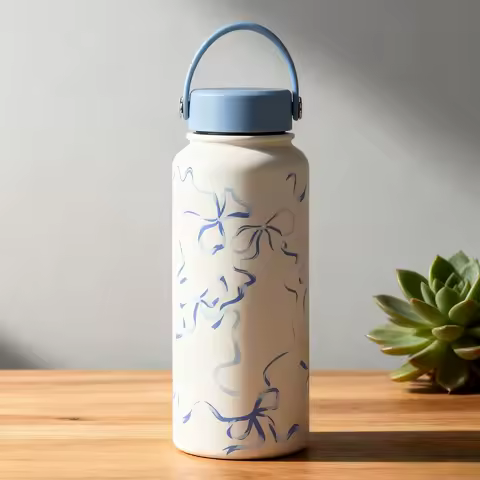 32oz Stainless Steel Insulated Water Bottle with Lid and Straw, Bow Design, Ideal for Sports Ou... product image