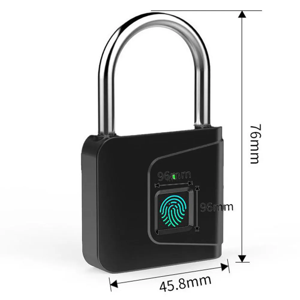 1pc Fingerprint Lock Smart Fingerprint Padlock Zinc Alloy USB Rechargeable Lithium Battery Keyless Electronic Lock