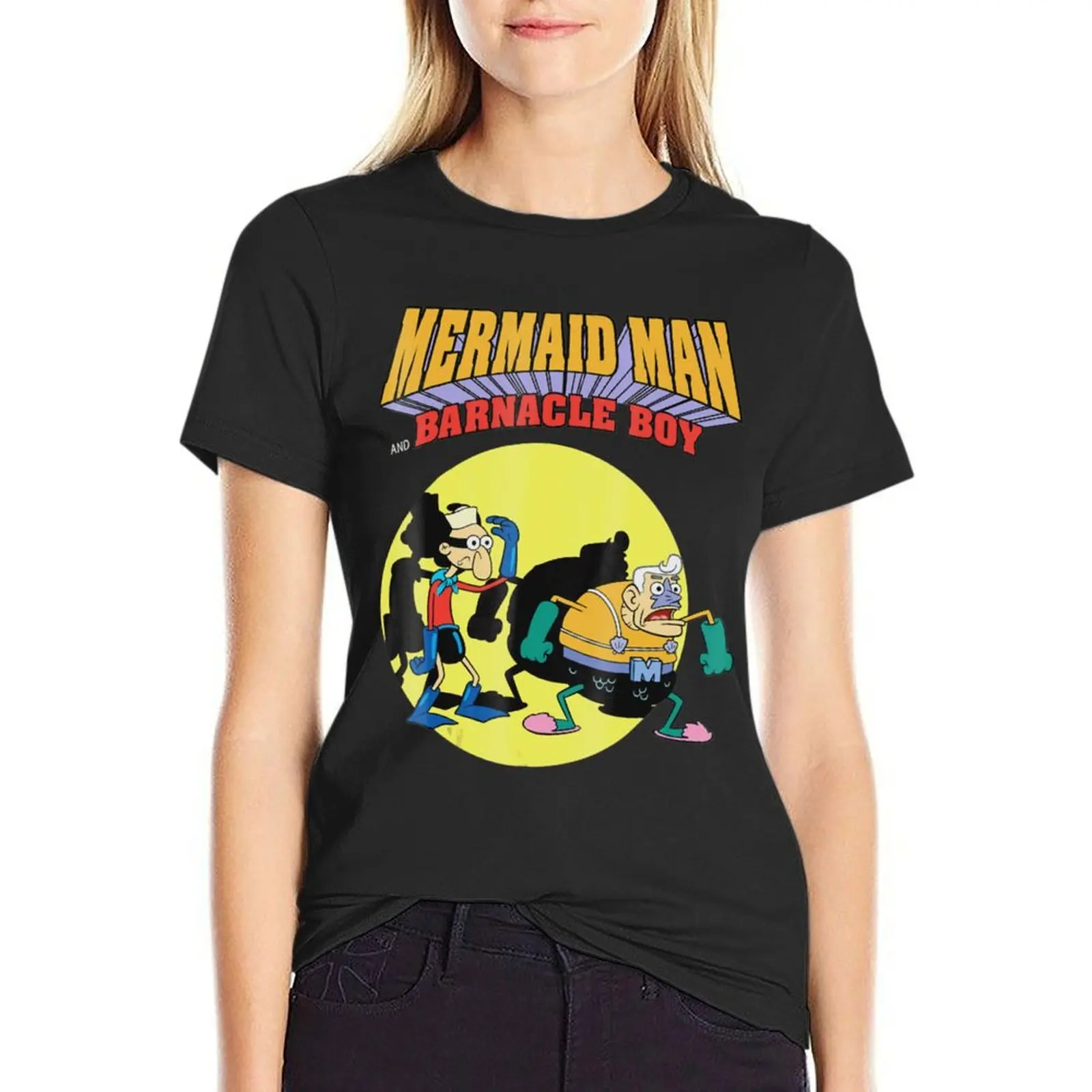 Mermaid Man And Barnacle Boy T-Shirt cute tops Blouse graphics cropped t shirts for Women