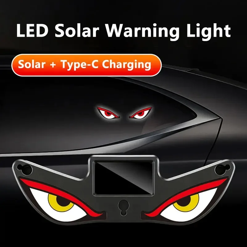 Demon Eye Solar Car Neon Light Wireless USB Rechargeable Suction Cup LED Breathing Ambient Atmosphere Lamp