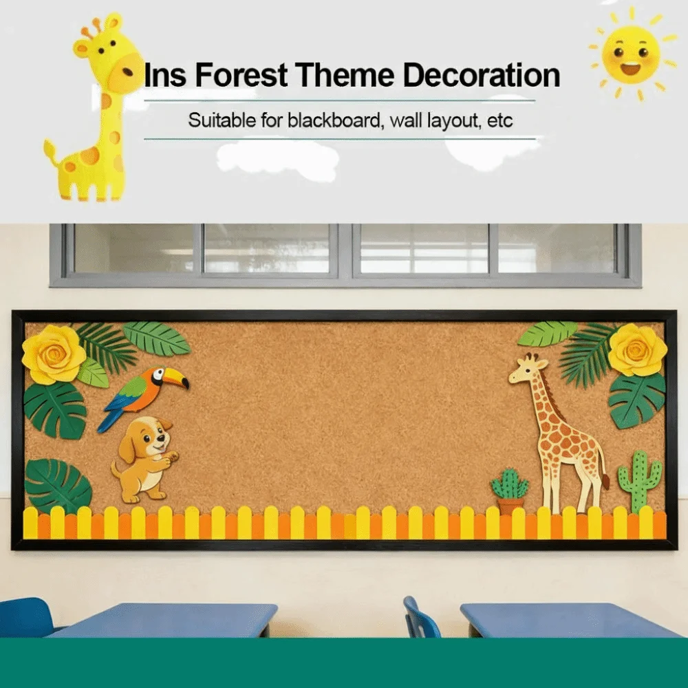 2pcs/set 3D EVA Foam Kindergarten Wall Layout Long Fence Craft Environmental Creation Classroom Wall Stickers New Design
