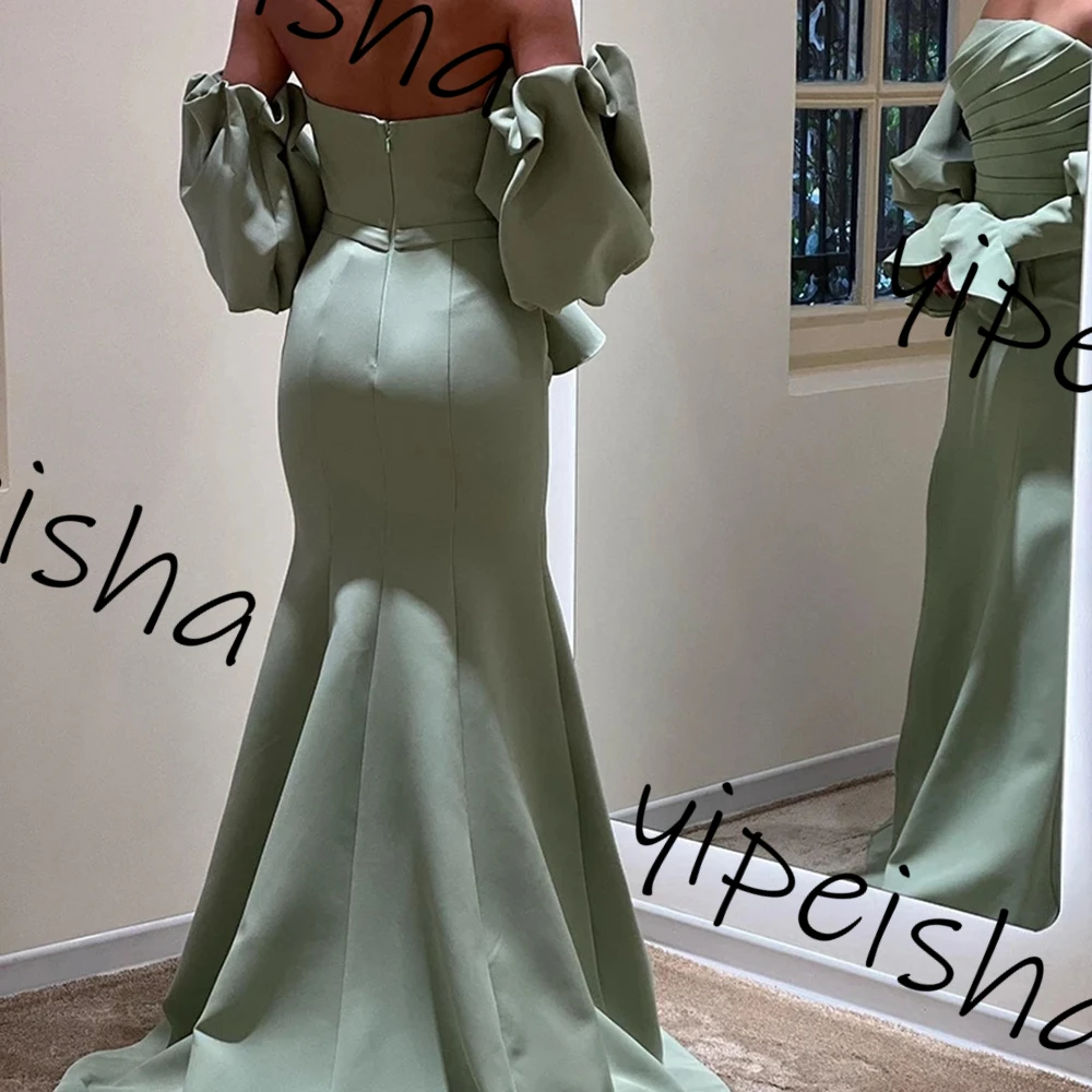 Personalizado yipeisha elegante de alta qualidade sem alças vestido de baile de formatura fenda média sem mangas a linha até o chão quinceanera par