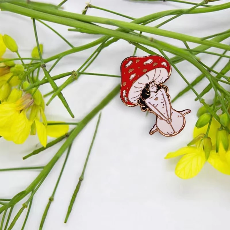 Cartoon Cute Mushroom Enamel Pin Funny Animal Plant Badge Fashion Women\'s Brooch Jewelry Accessory Gift  Wholesale