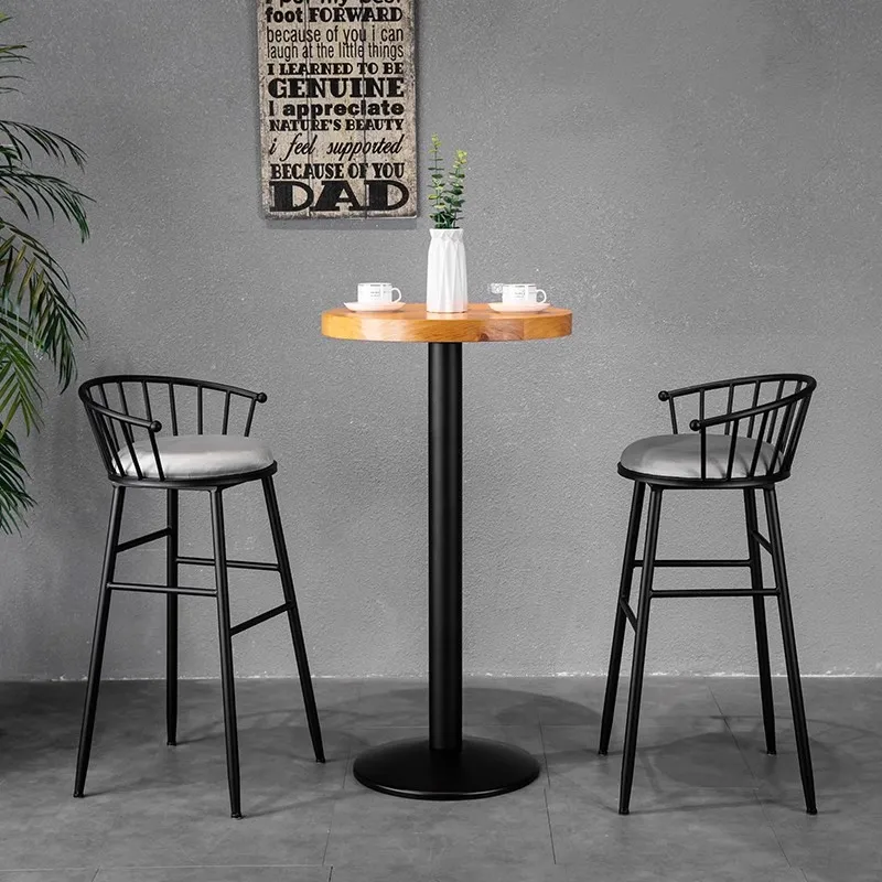 Modern Iron Bar Chair Retro Luxury Counter Height Salon Bar Stool Dining Reception Desk Sillas Para Comedor Restaurant Furniture