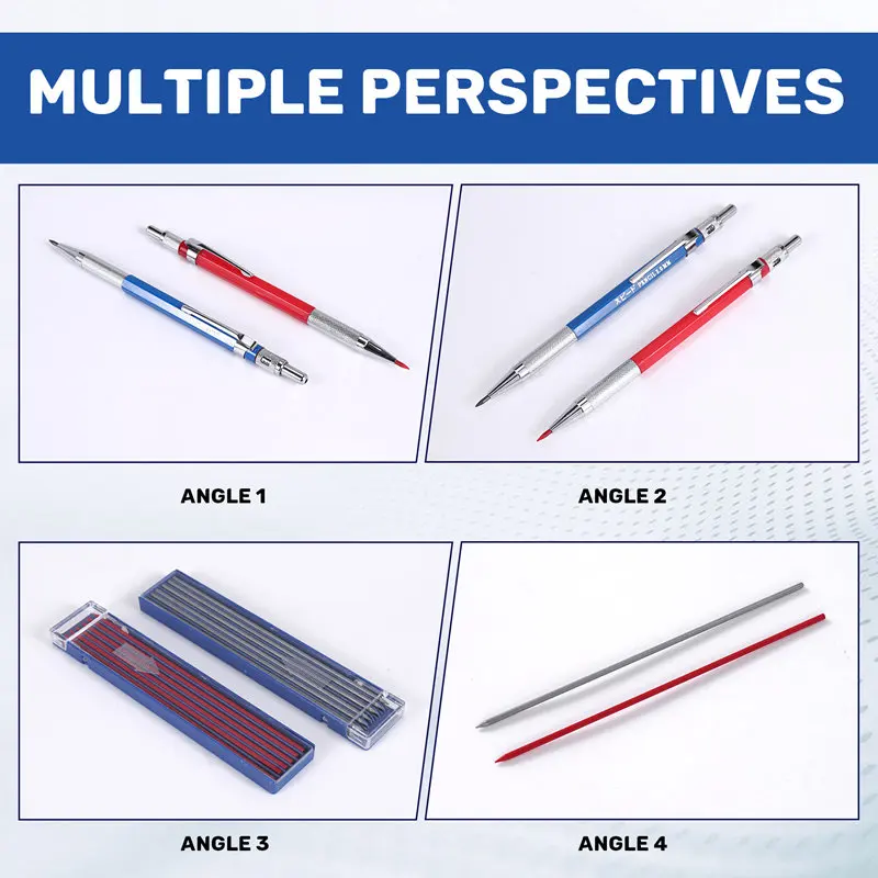 2 Pcs Streak Welders Pencil With 24 Pcs 2Mm Refills Mechanical Pencil With Built In Sharpener Carpenter Pencils