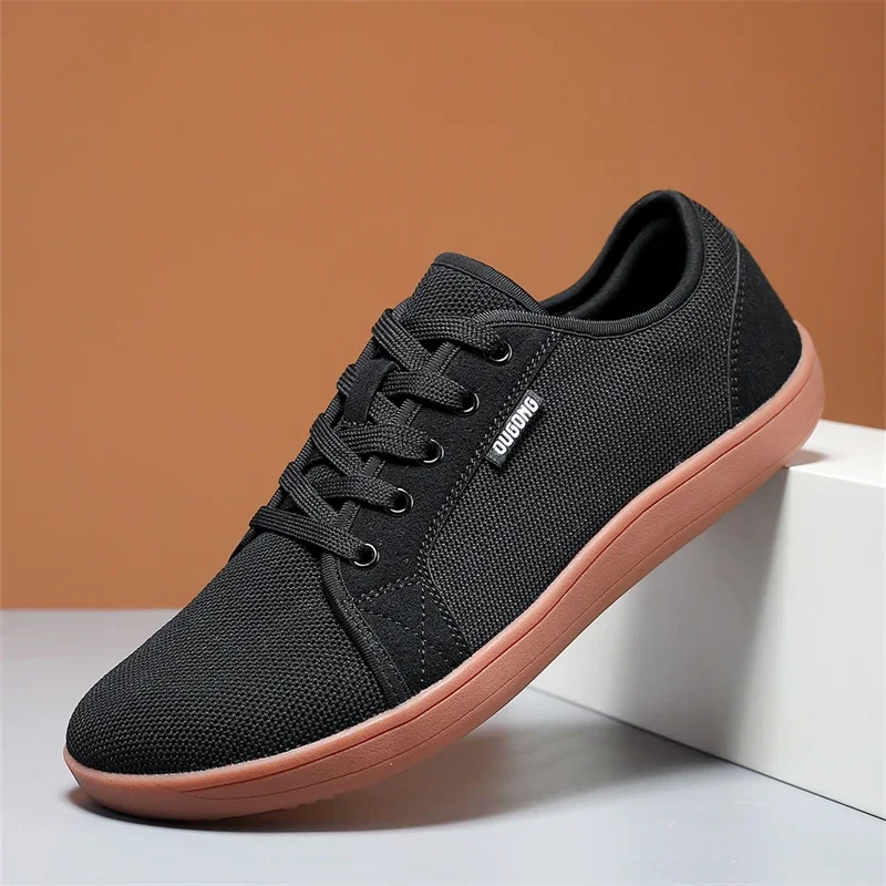 New Men's Wide Barefoot Canvas Sneaker 2024 Fashion Flats Soft Zero Drop Sole Wider Toe Light Weight Fashion Sneakes Large Size