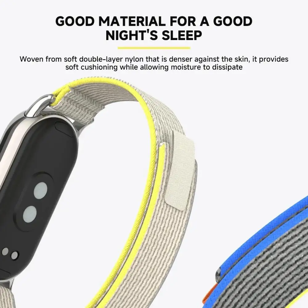 Cinturino in nylon traspirante per Xiaomi Mi Band 10 Bracciale con testa in metallo Particelle per Mi Band 10/9/8 Cintura di ricambio estiva