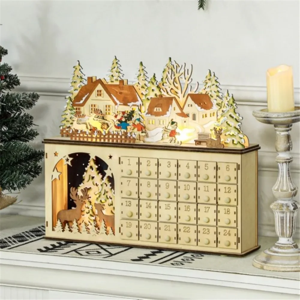 The 2-in-1 Christmas advent calendar and light up Christmas decorations, the 24-day countdown drawer allows you to store things