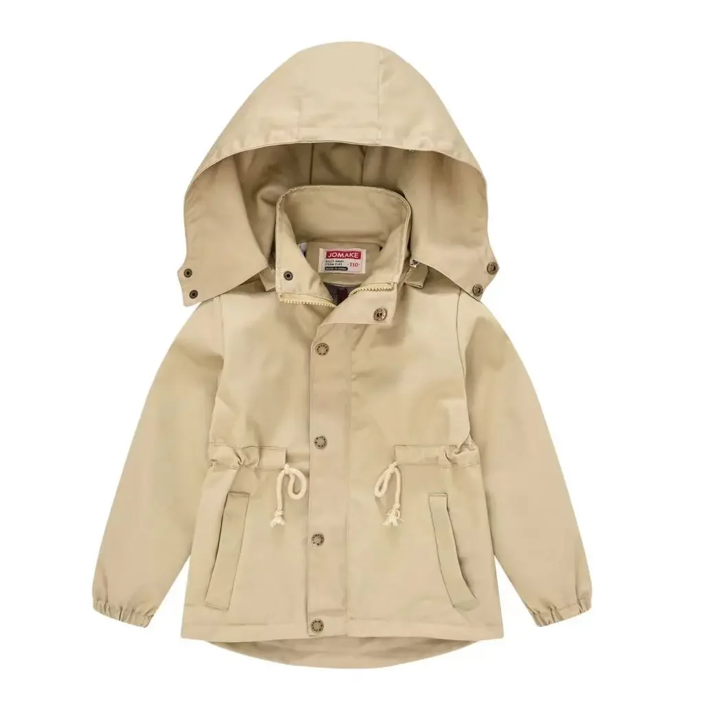 Spring Kids Jackets For Boys British Style Mid-length Trench Coat Baby Girls Outerwear Toddler Children Hooded Jacket 2 4 6 8 Y