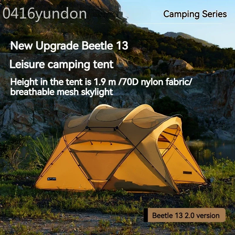 3F UL GEAR Beetle 13 2.0 Tunnel Tent Waterproof 70D Nylon 4 Season Big Space 12㎡ Outdoor Camping Hiking Stove Tent Lightweight