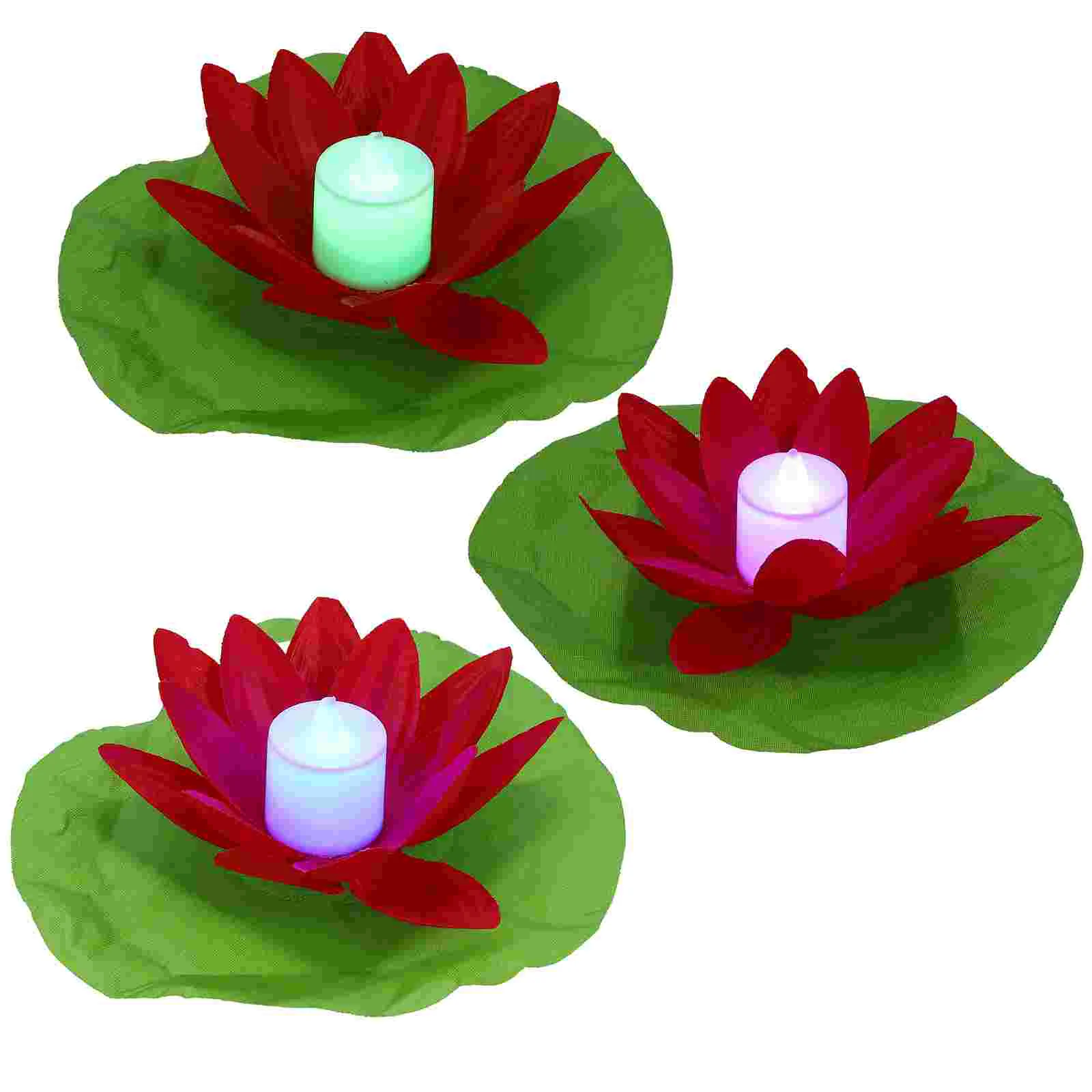 3 Pcs LED Flower Light Lotus Lantern Decor Pool Decorative Lamp Tea Lights Floating