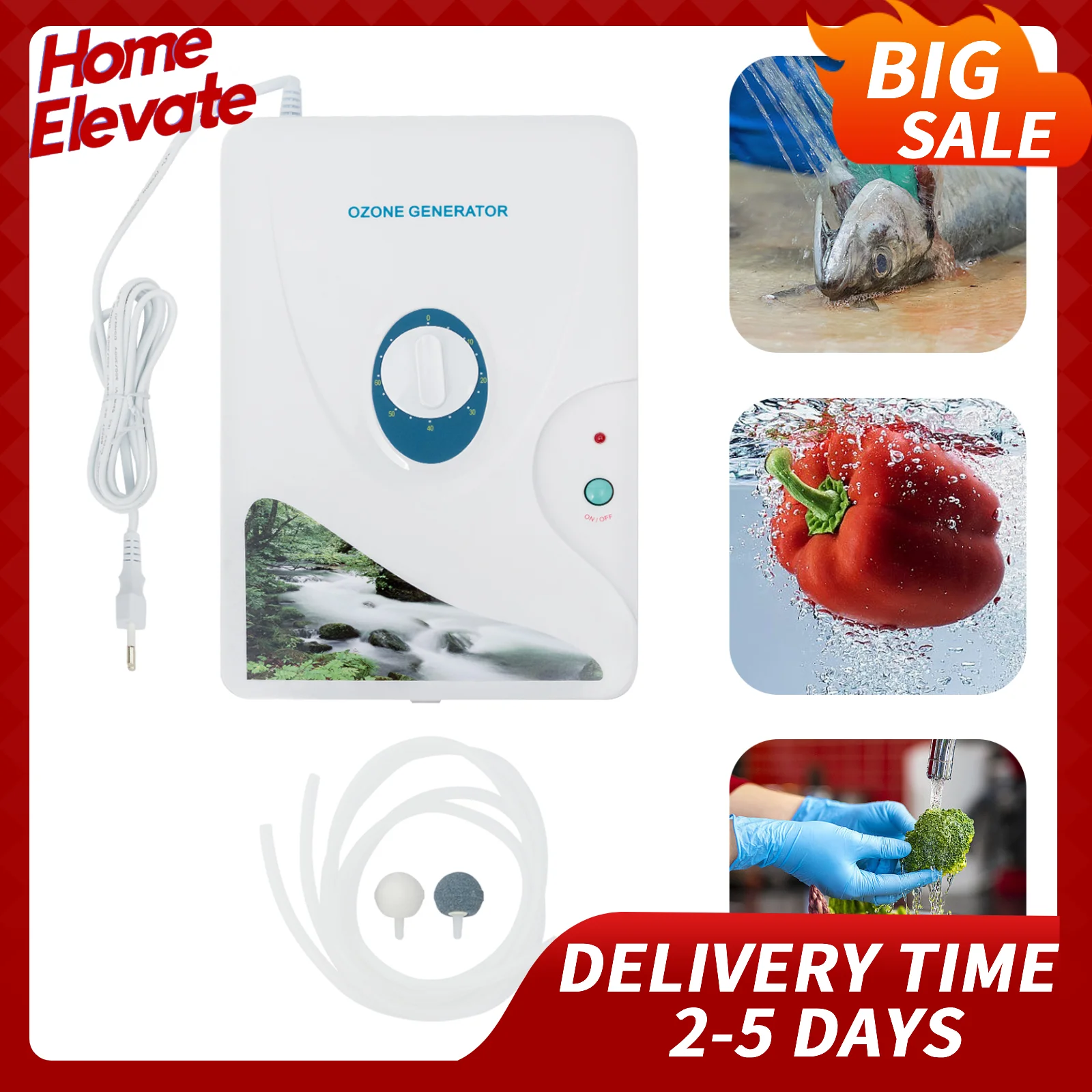 Generatore di Ozono 600mg/h 220V, Purificatore d'Aria e Acqua per Rimozione Odori, Eliminazione Batteri, Sterilizzazione per Casa e Spazi Commerciali