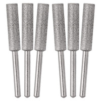 SI FANG 6pcs Diamond Coated Burr Chainsaw Sharpener Stone Set 4/4.8/5.5 Cylindrical File Chain Grinding Carving Sharpening Tools