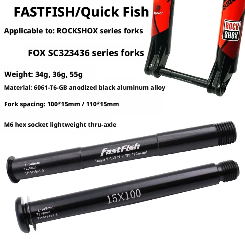 Bike Thru Axle 15x110mm 15x100mm Lightweight Upgrade, MTB Fork Axle Replacement, DT Swiss Fox Rockshox Front Wheel Axle Skewer