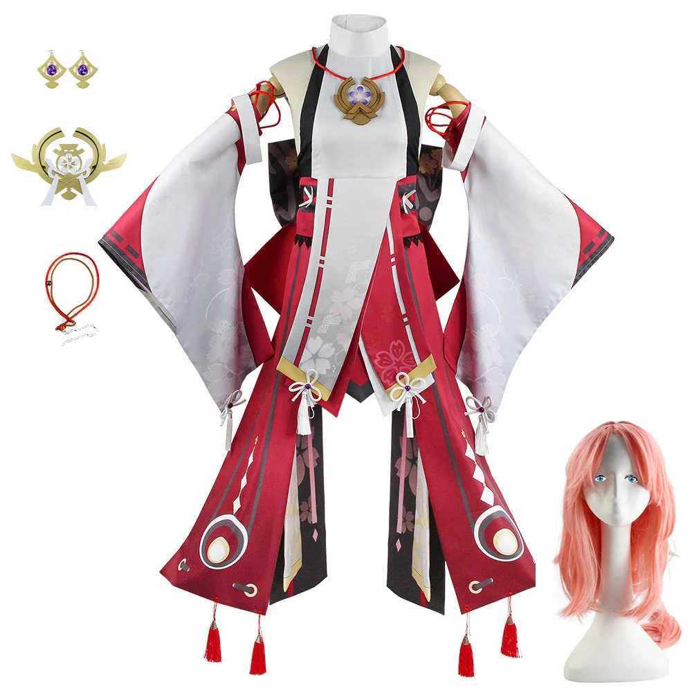 

Game Anime Costume Cosplay Yae Miko Uniform Wig Halloween Carnival Masquerade Anime Comic Con Outfits