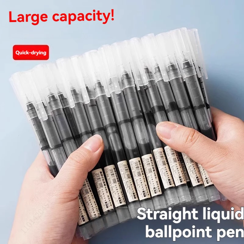 10-100 Pcs 12 Colors Pens Straight Liquid Ball Pen Signature Gel Pen Set 0.5mm Black Blue Ink School Office Supplies Stationary