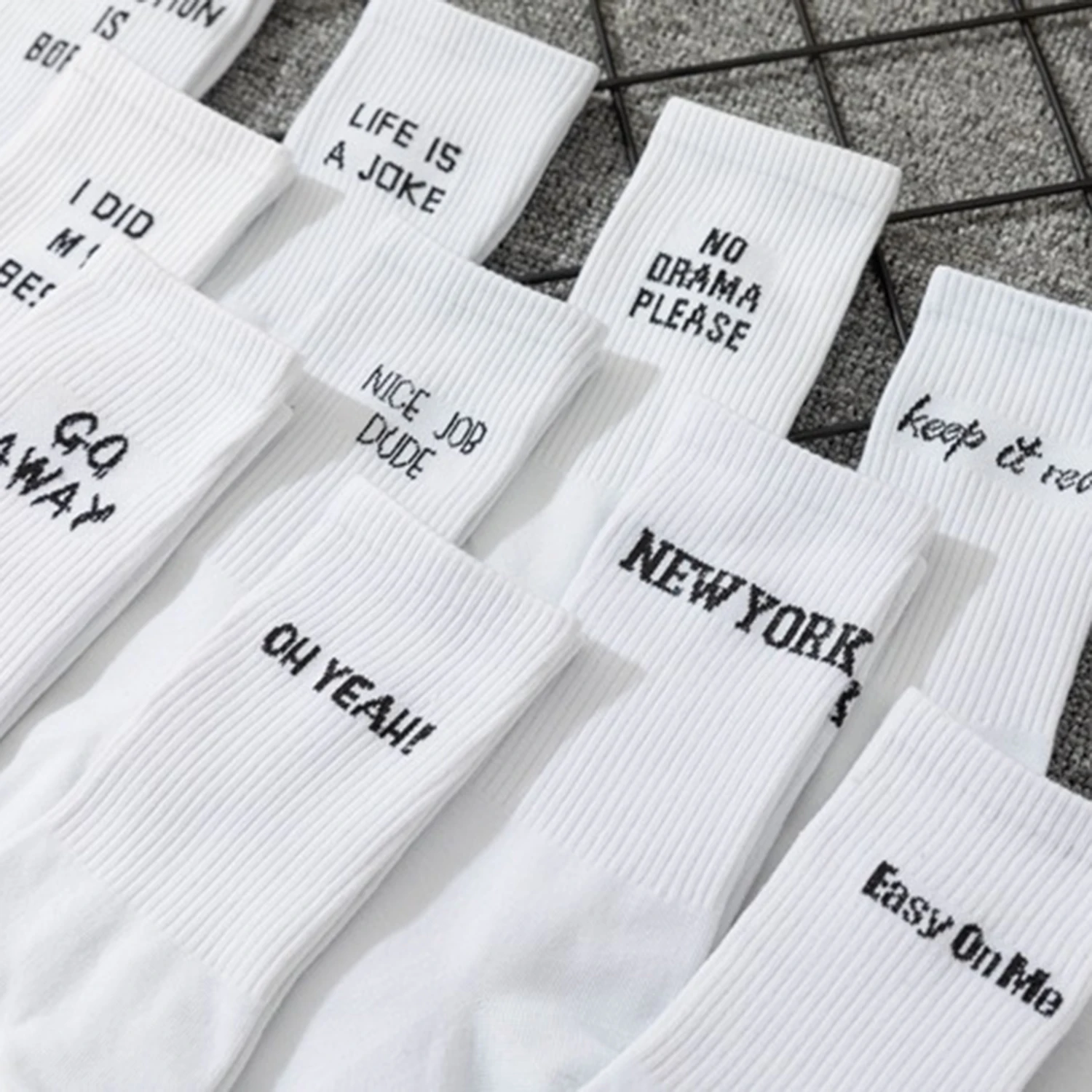 5 Pairs/Set New Women Letter Jacquard Series White Cotton Socks Street Sports Hip Hop Fashion Men Unisex Socks Dropship