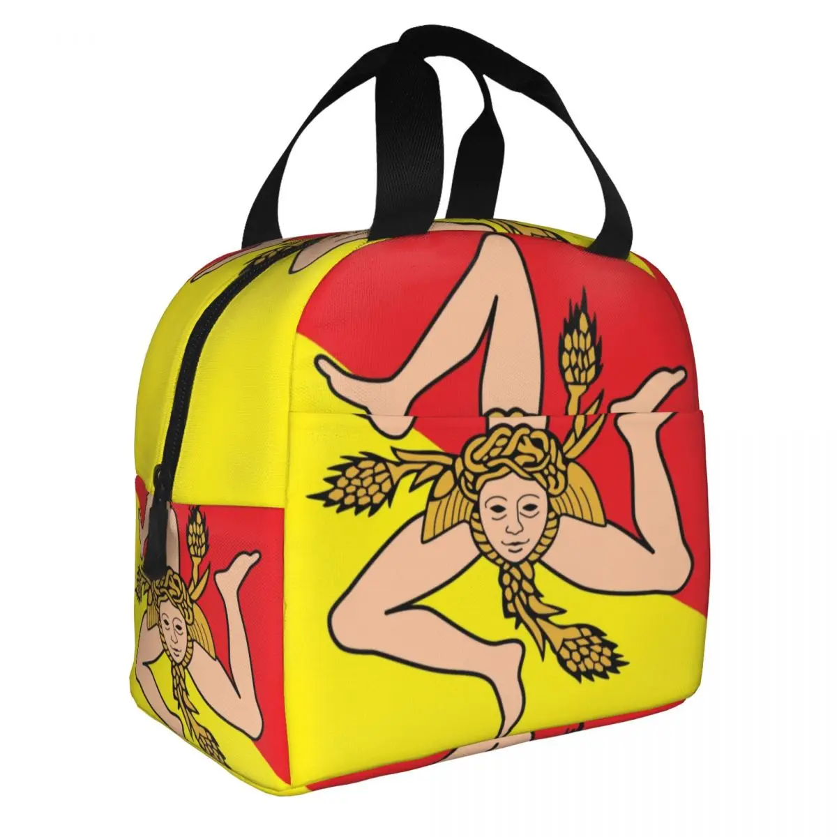 Italian Island Sicily Flag Insulated Lunch Bags for Outdoor Picnic Sicilian Bandiera Portable Thermal Cooler Bento Box
