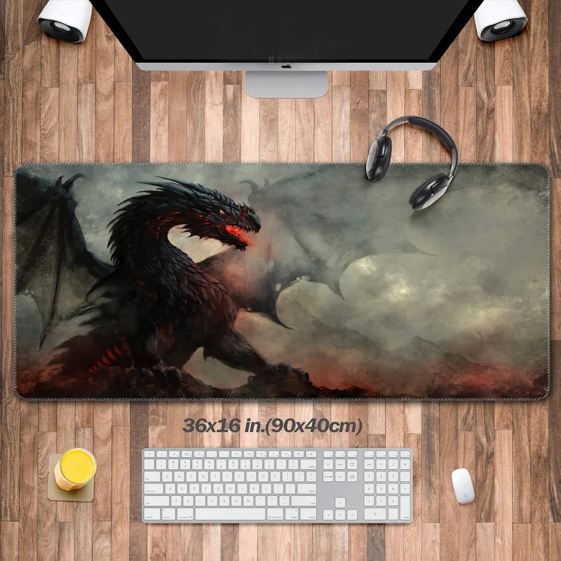 

Dragon Anime Deskmat,Gaming Mousepad,Gaming Table Mat, Pterodactyl Desk Decoration, Laptop Keyboard Pad Perfect Gift for Friends