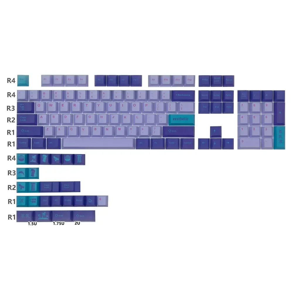 

Vaporwave keycap PBT hot sublimation cherry high mechanical keyboard with key personality and Kaihua ttc axis