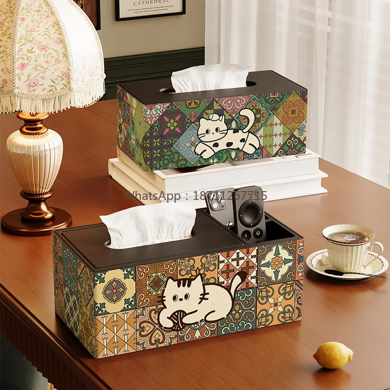 High-end tissue box holder, storage box for living room coffee table