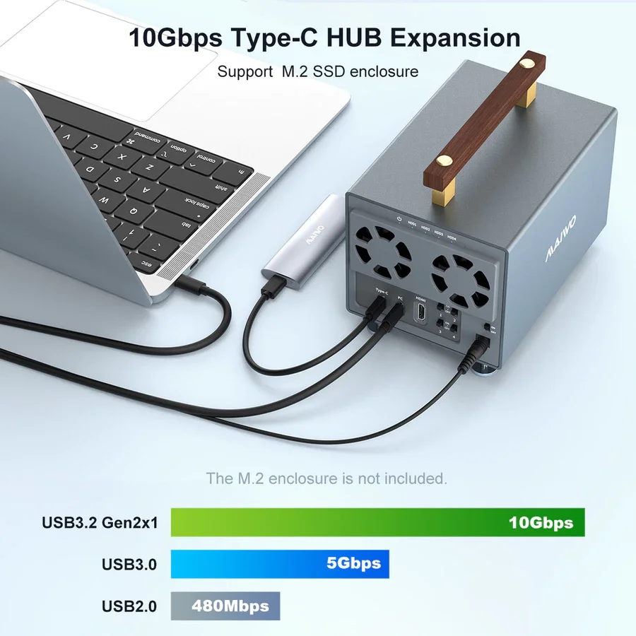 Docking station per disco rigido MAIWO a 4 alloggiamenti SATA a Type-C Docking HDD esterno da 10 Gbps per supporto stazione HDD/SSD da 3,5 pollici HDD da 88 TB