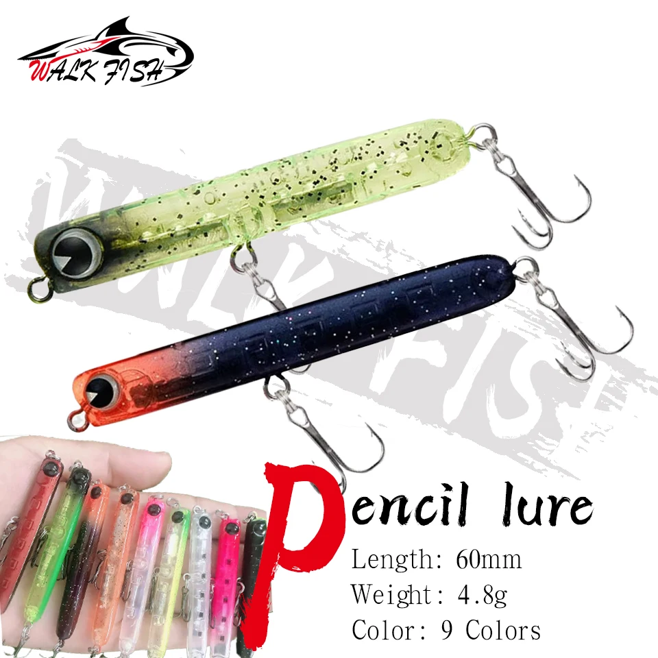 WALK FISH 60mm 4,8g Sinkender Pencil-Angelköder für Barsch, Wobbler für Seebarsch und Karpfen, Künstlicher Köder für Salzwasser und Süßwasser