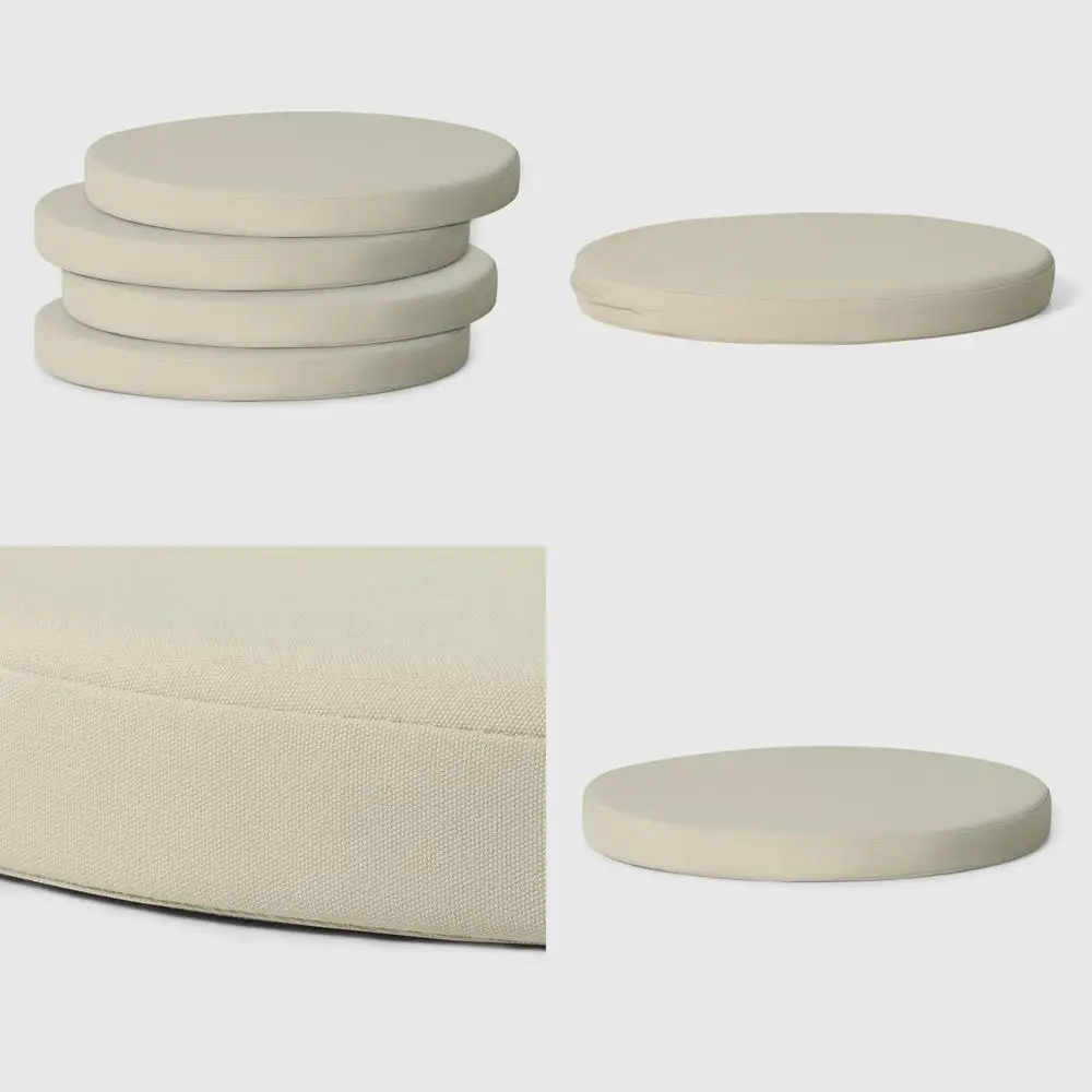 

Outdoor Patio Kitchen Dining Chair Cushions Set of 4, 18x18 inches, Beige, Comfortable Round Seat Cushions for Outdoor Dining