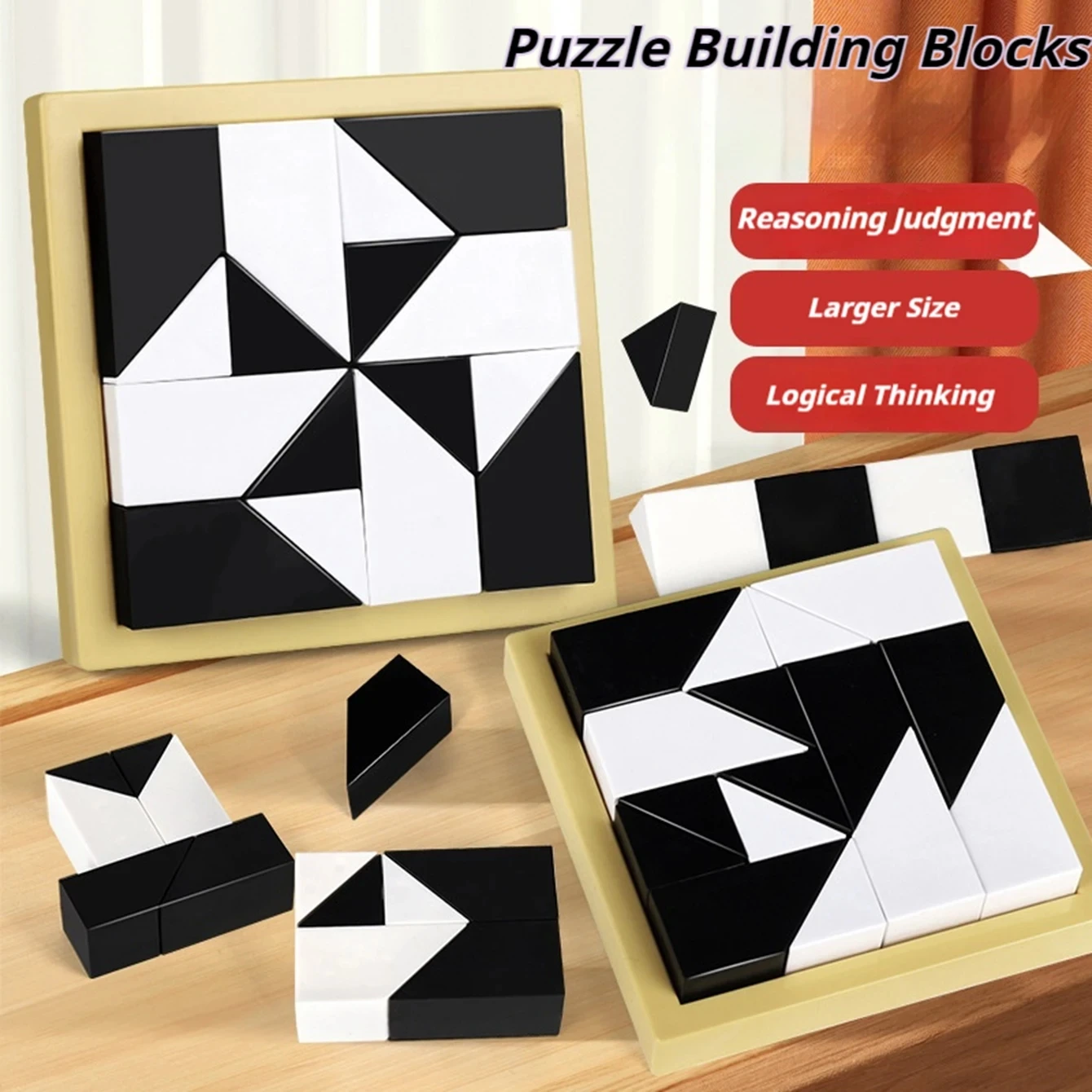 Geometric Shapes Puzzle Blocks Wooden 3D Puzzle Parent-child Interactive Games Kids Educational Logic Thinking Training Gifts