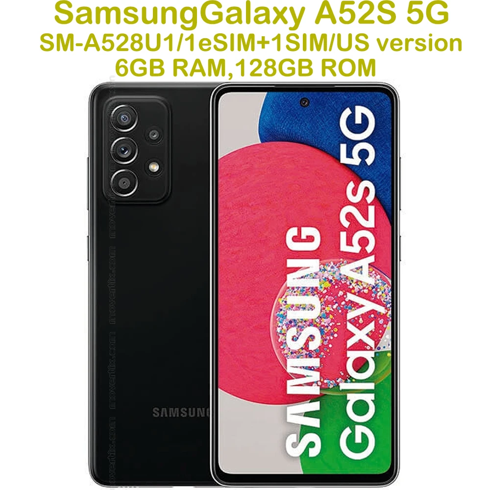 Used Samsung Galaxy A52S 5G Smart Android Phone 6.5-inch Snapdragon US Version Samsung 64MP Quad Camera 4500mAh Unlocked