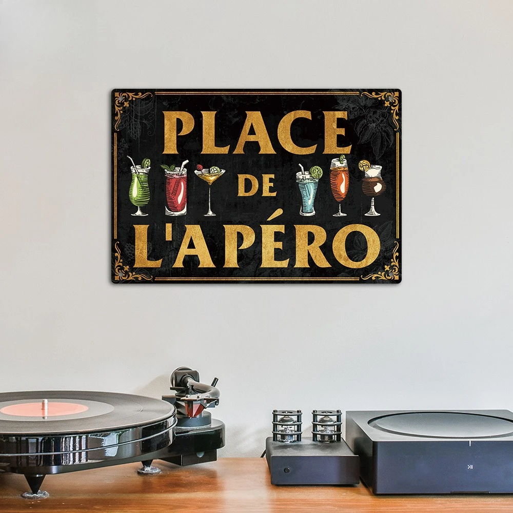 

Культурный дань, шикарная французская винтажная металлическая жестяная вывеска - настенное искусство «Place Des Aperos» для дома, фермерского дома, бара, декора для паба, идея подарка