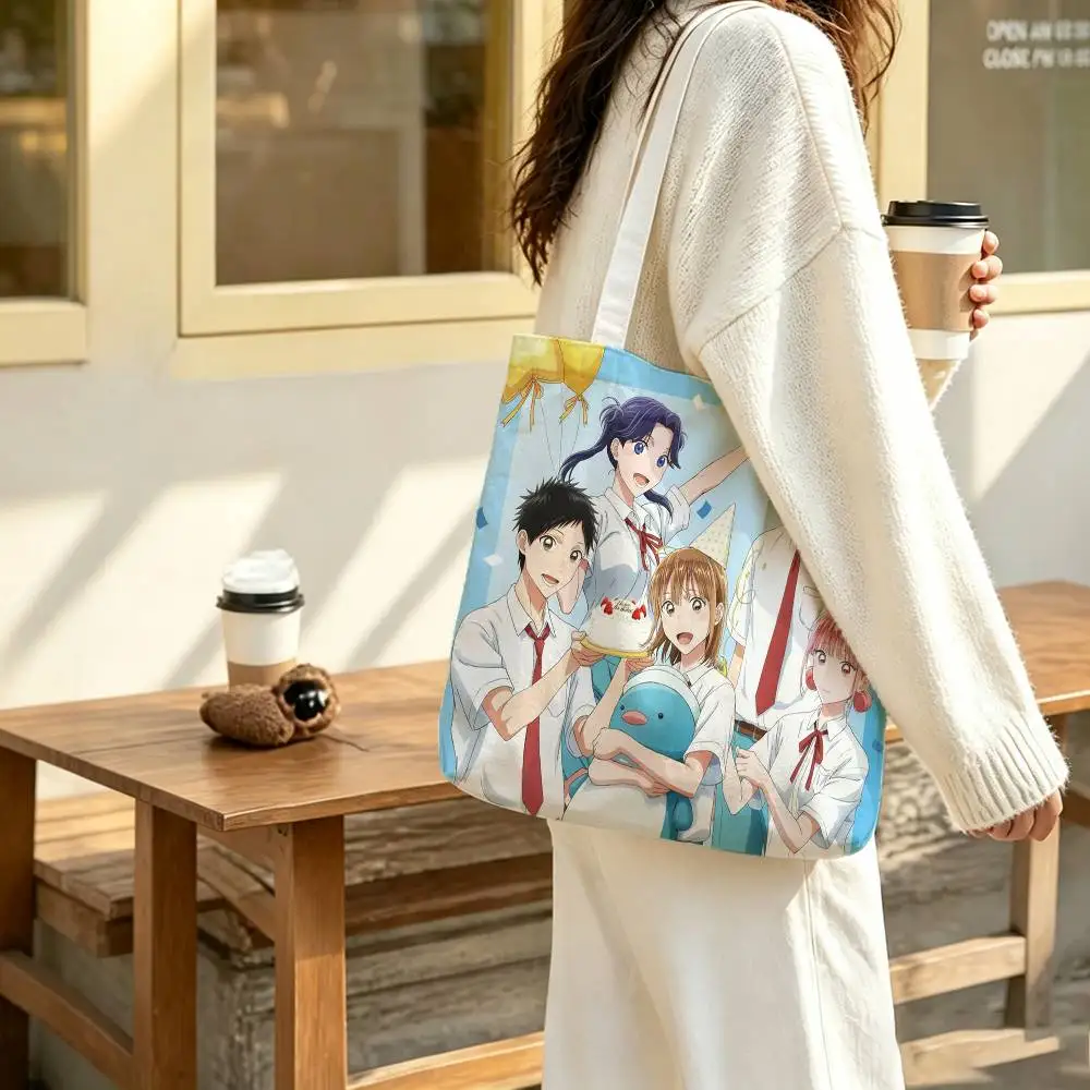 

B-Blue Anime Box Print Bag Eco Shopper Cotton Jute Bag Reusable Bag Foldable Reusable Sac Tissu