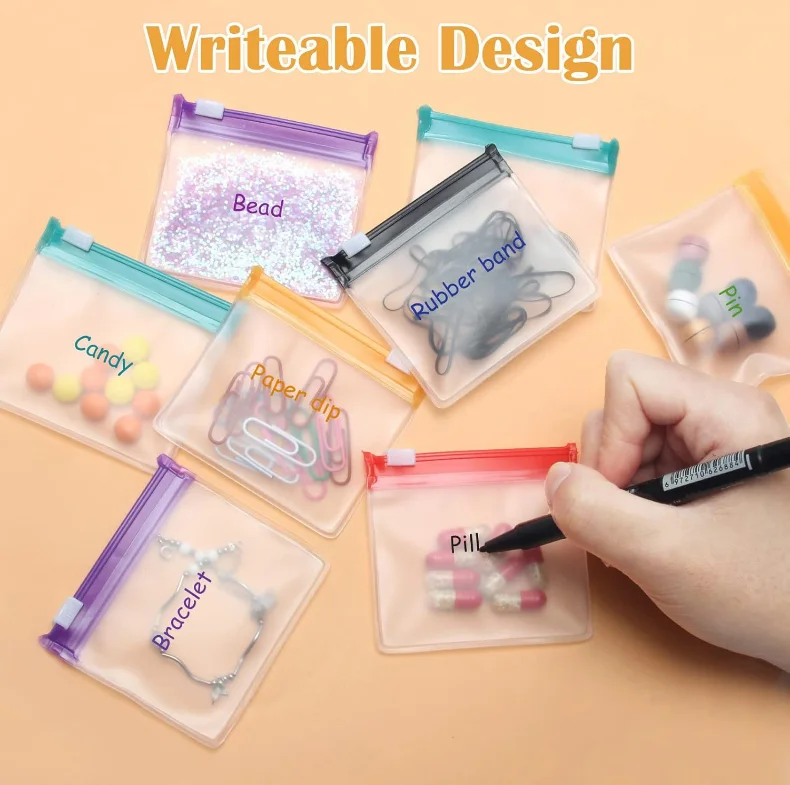 vvocci 7pcs Pill Pouch 7 Colors Self Sealing Translucent Medicine Bags OrganizerTrave Reusable Zippered Pill Pouch Set Medicine