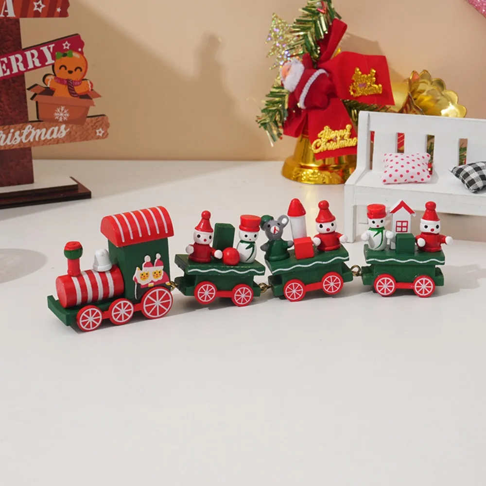 

Деревянный рождественский декор поезда 2025 года — мини-праздничный набор ручной работы для дома, витрины и чулок в подарок
