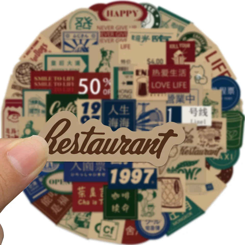 65 Uds Retro estilo de Hong Kong pegatinas de grafiti colección decoración calcomanías DIY portátil equipaje nevera coche pegatina juguetes regalos