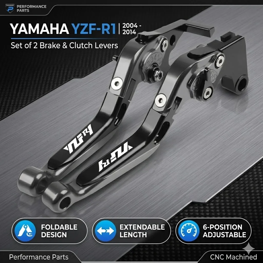 

Motorcycle Adjustable Brake Clutch Levers & Handle Handlebar grips For YAMAHA YZFR1 2004-2014 2005 2006 Motorcycle Accessories