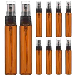 10Pcs Spray Bottle 10ML Glass Brown Colored Small Empty Spray Bottle Perfume Mini Plastic Containers for Make up and Skin Care