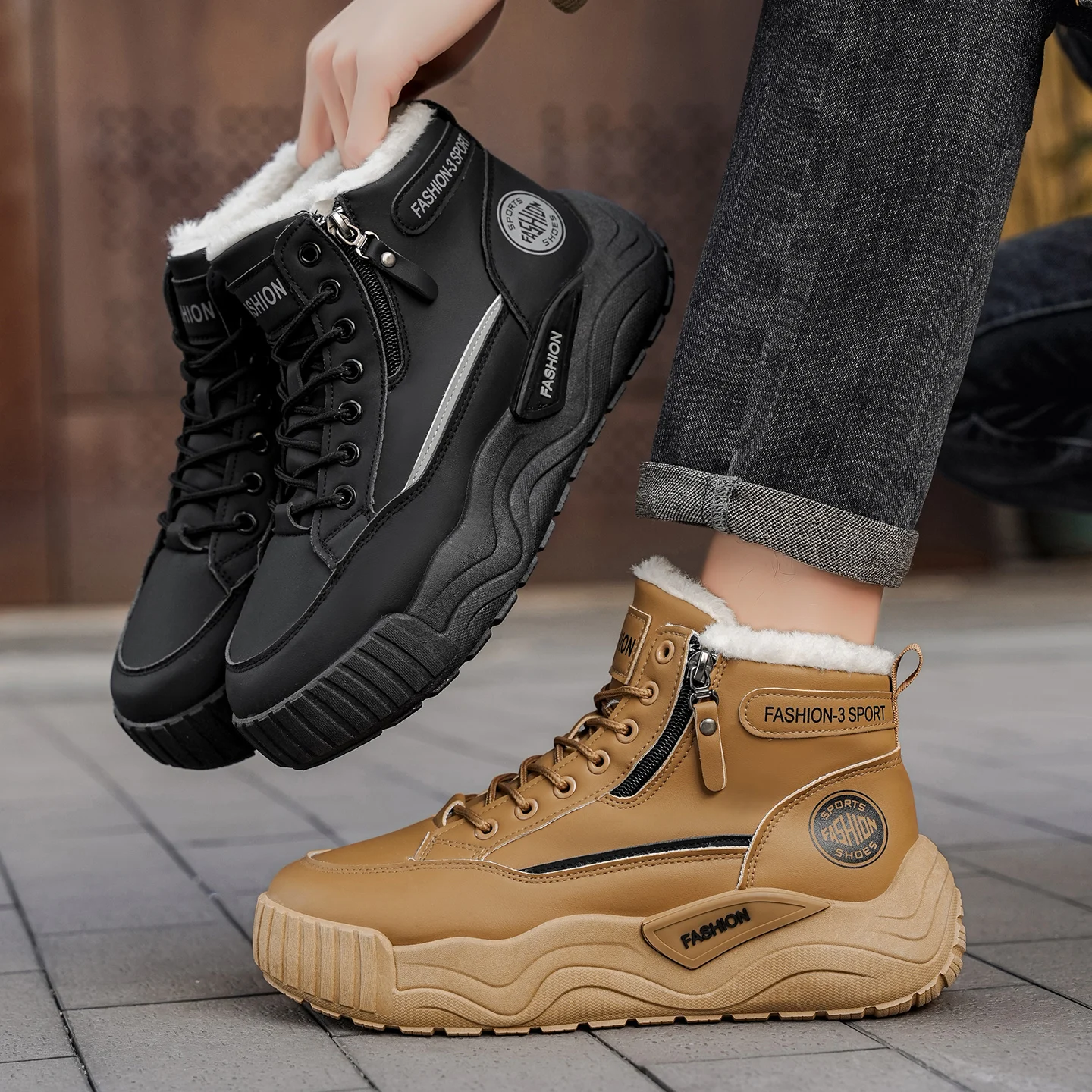 Men's Winter High-Top Snow Boots | Thick-Soled Fleece-Lined Warm Cotton Shoes | Cold-Resistant Casual Ankle Boots