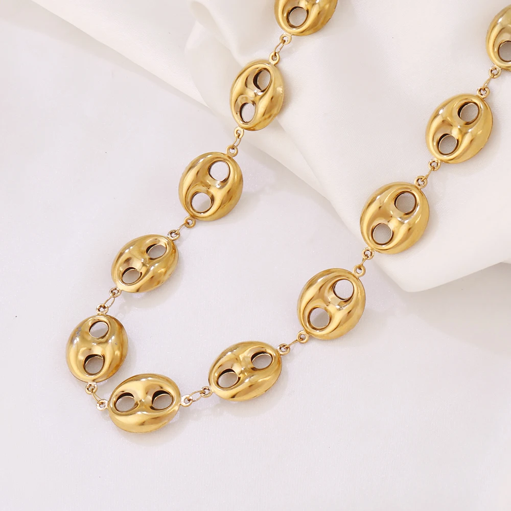 316L Stainless Steel Coffee Bean Chain Necklace Fashion Gold Color Coffee Bean Charms Chain Necklaces For Women Jewelry view 3