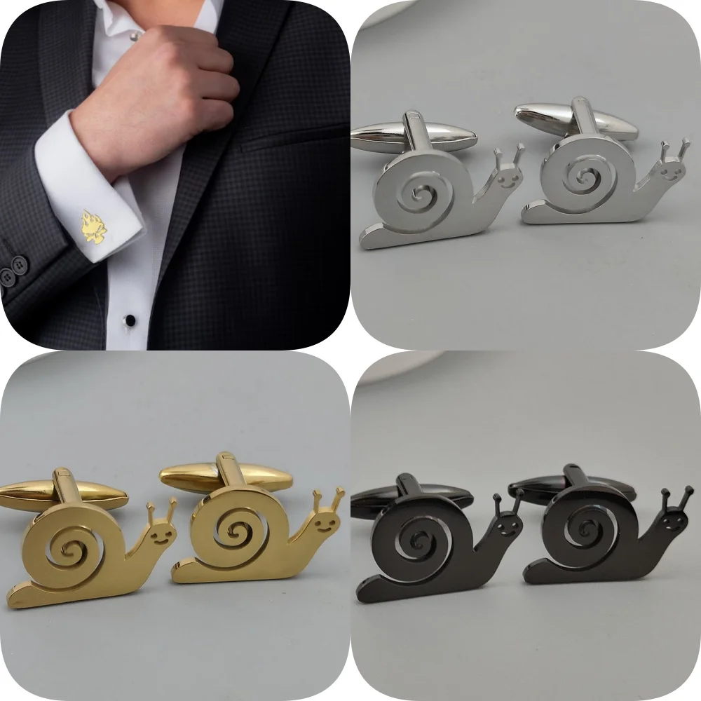 

New snail gold-plated stainless steel cufflinks, waterproof and non-fading shirt buttons, formal outfit, wedding party gifts