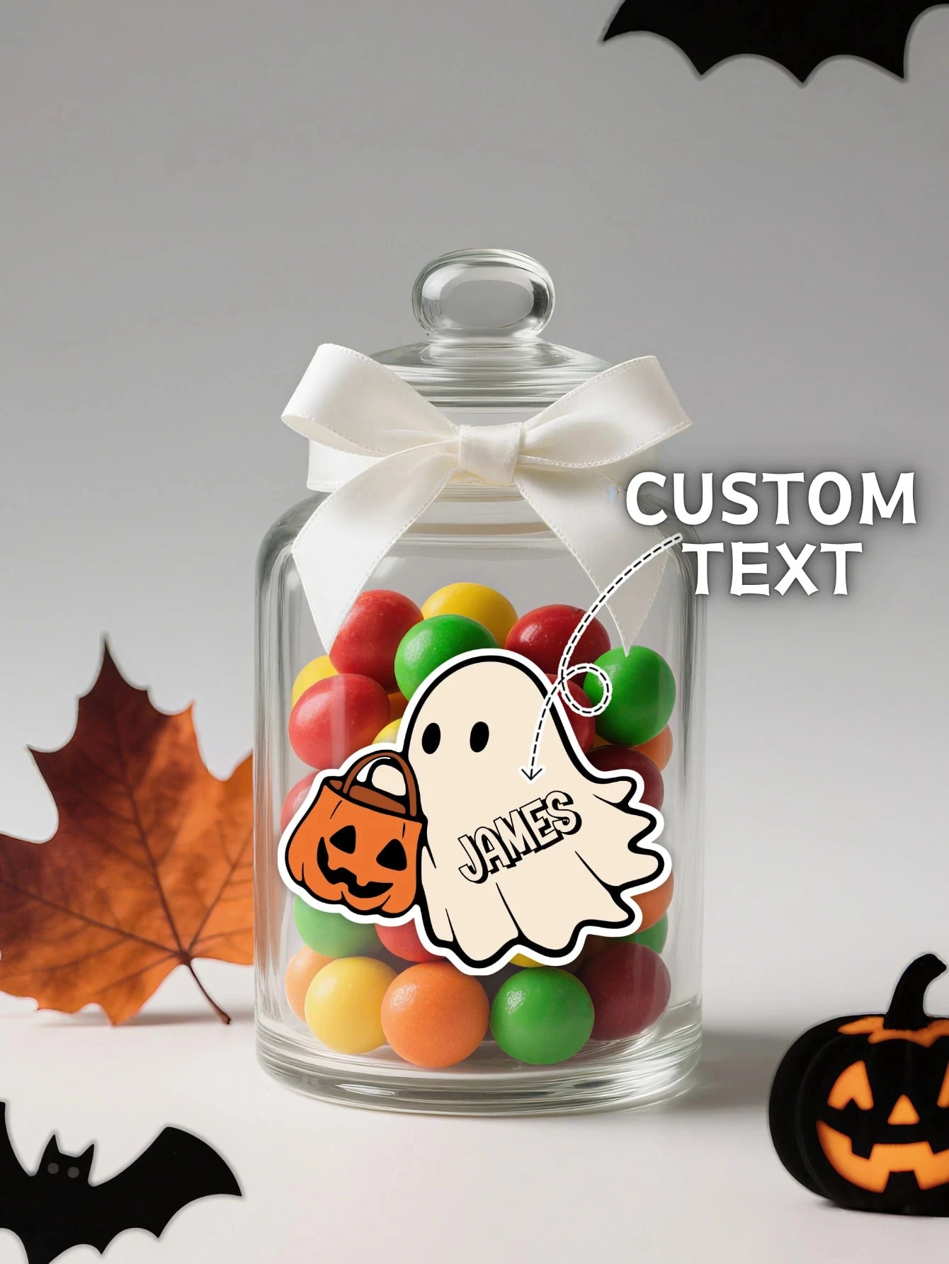 10-40 Uds pegatinas personalizadas de dibujos animados de Halloween, etiquetas personalizadas de fantasma lindo (6*5CM)/pumpkin (6*5,5 CM) pegatinas espeluznantes, truco o trato