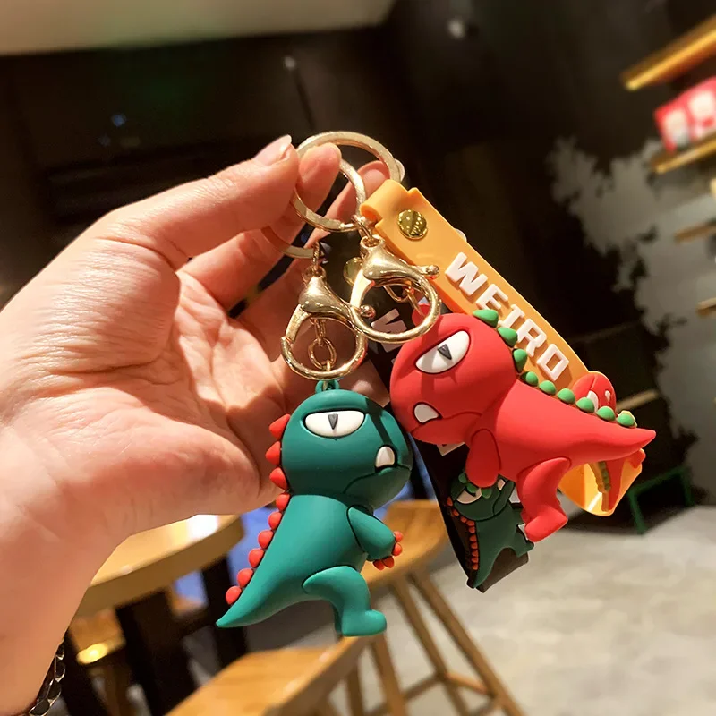 Miniso car children's keychain pendant, mini keychain pendant, 3D dinosaur statue, bag pendant