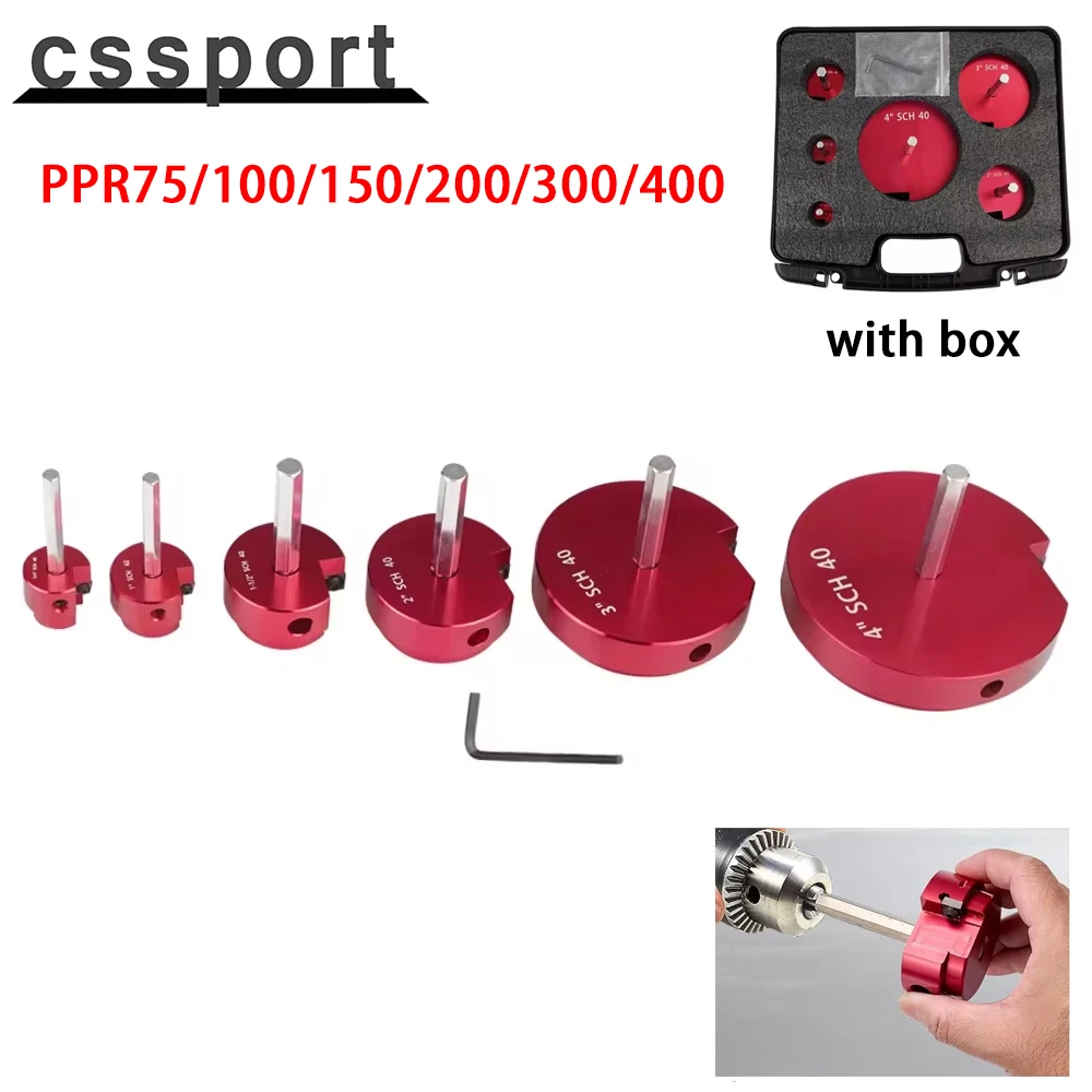 

6 PCs Plastic Pipe Fitting Reamer Kit For into Standard 1/2" Drills PVC Pipe Reamer Tool PPR75/100/150/200/300/400