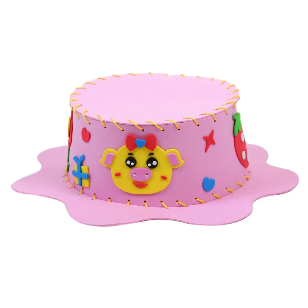 Fun DIY Sewing EVA Hat Puzzle Early Education Cartoon Animal Hat 3D Handmade Hat