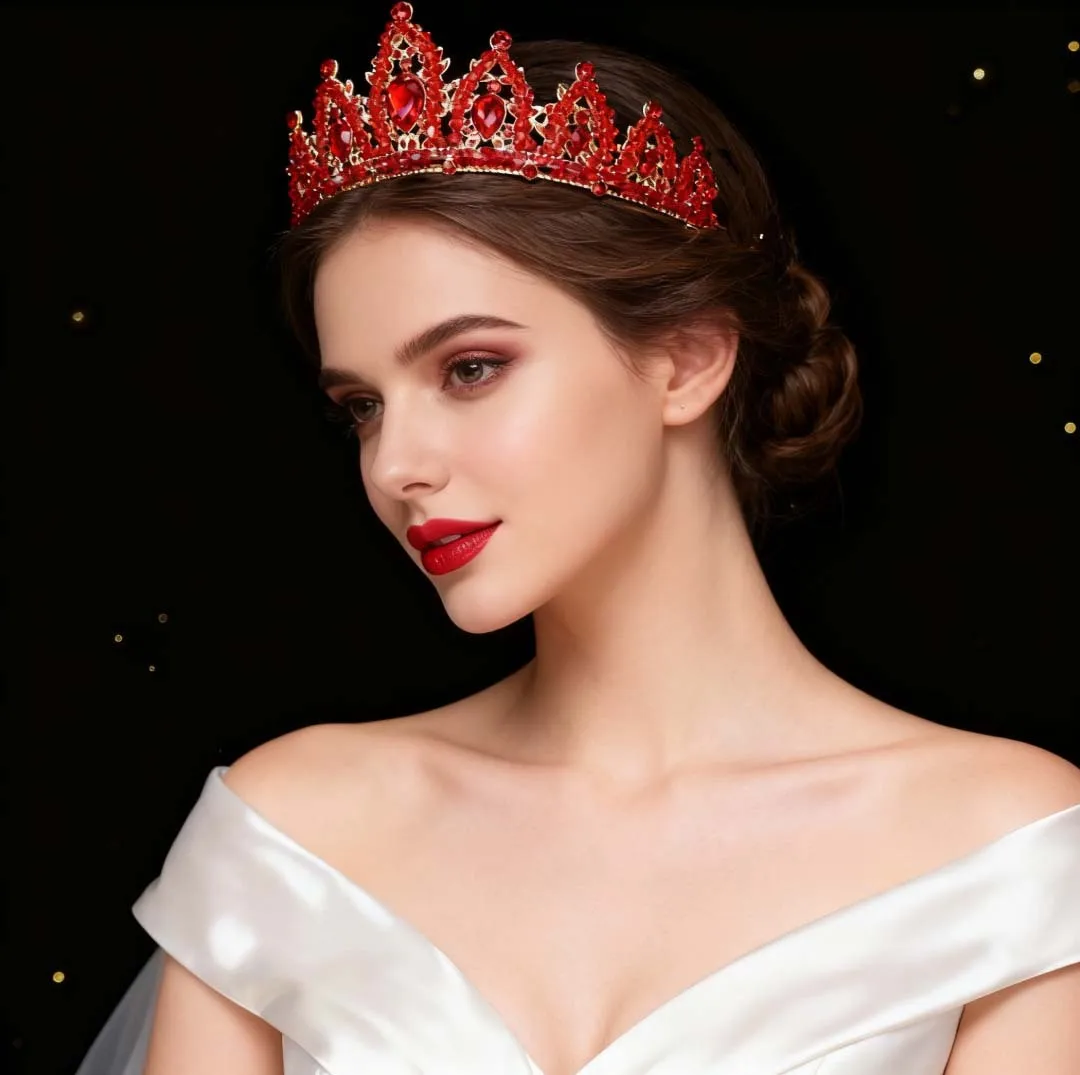 Luxurious two tone heart-shaped bridal crown, romantic sparkling wedding headpiece, princess style bridal hair accessory