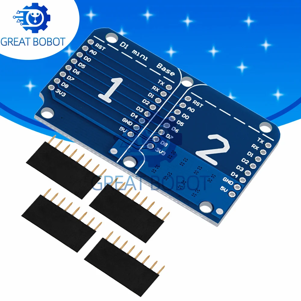 BS DIY PCB Expansion Board - Dual Socket Shield for Wemos D1 Mini & NodeMCU ESP8266