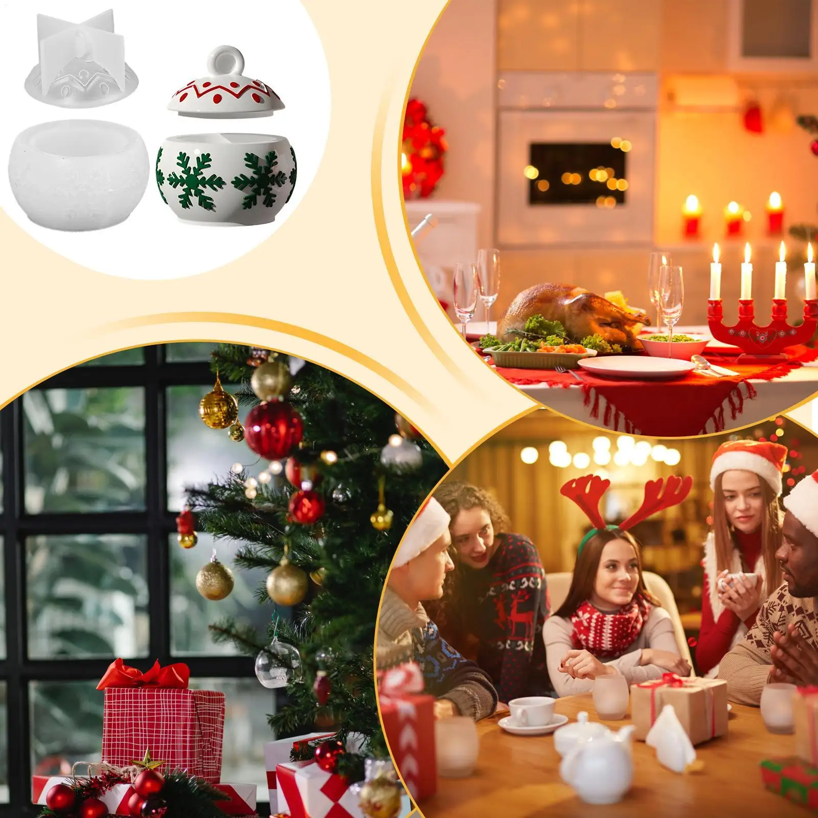 لتقوم بها بنفسك عيد الميلاد شمعة كوب الايبوكسي قالب من السيليكون عيد الميلاد ندفة الثلج تخزين يمكن الجبس قالب من السيليكون لصنع الراتنج #3